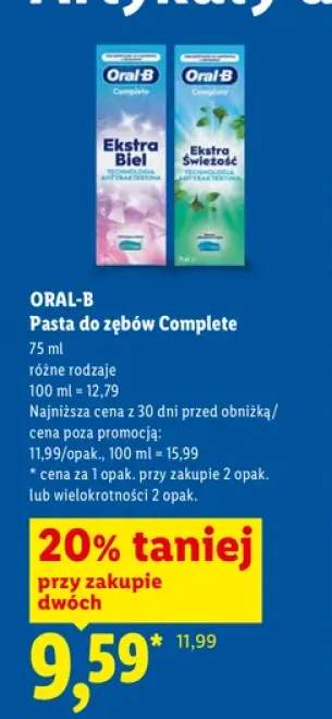 Pasta do zębów Oral-B Complete Ekstra Świeżość +1 wariant