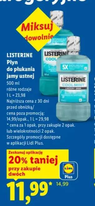 Płyn do płukania jamy ustnej Listerine Cool Mint +1 wariant