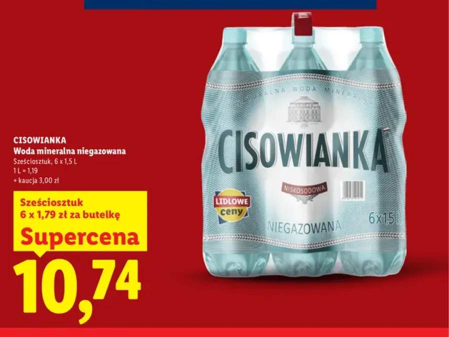 Woda mineralna niegazowana Cisowianka 6-pak 1,5 l