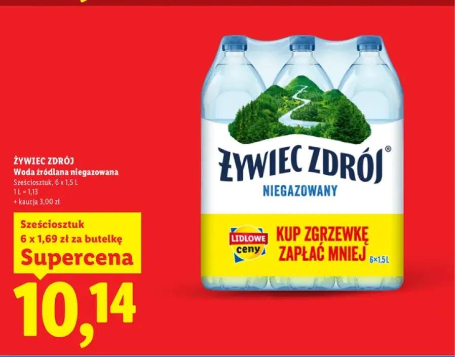 Woda źródlana niegazowana Żywiec Zdrój 6-pak 1,5 l