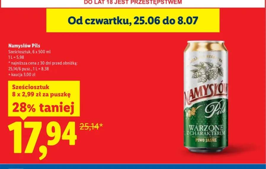 Piwo Namysłów Pils 6-pak 500 ml