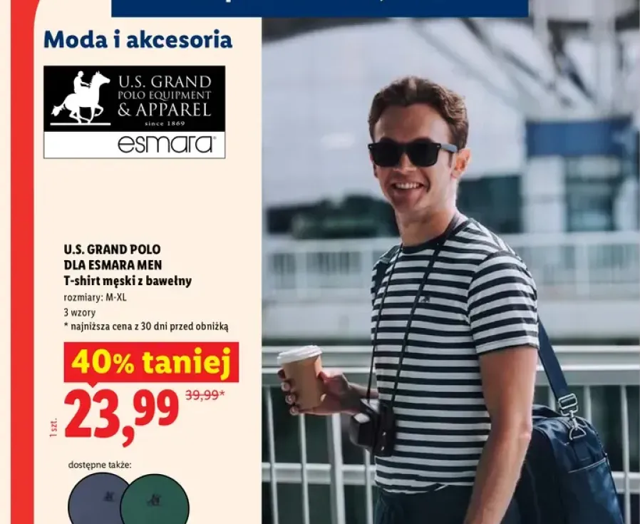 T-shirt męski z bawełny U.S. Grand Polo dla Esmara Men