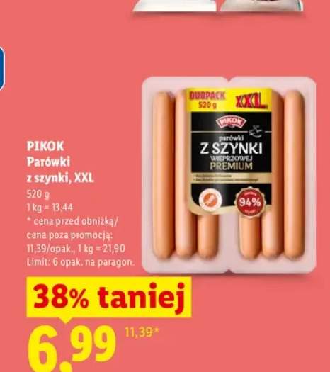 Parówki z szynki XXL Pikok
