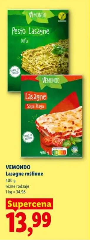 Lasagne roślinne Pesto Lasagne Tofu Vemondo +1 wariant
