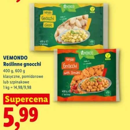 Roślinne gnocchi klasyczne VEMONDO +2 warianty