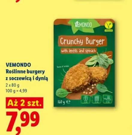 Roślinne burgery z soczewicą i dynią VEMONDO 2-pak