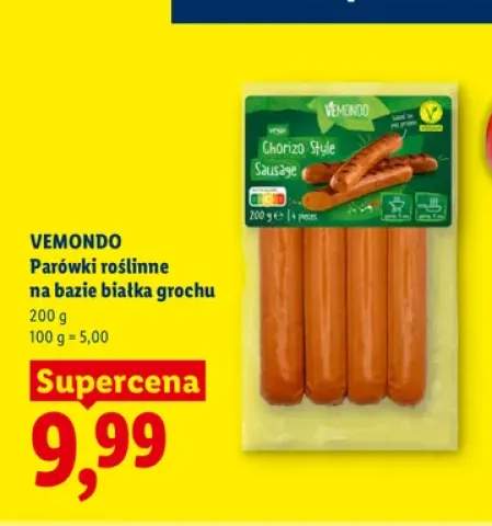Parówki roślinne na bazie białka grochu Vemondo