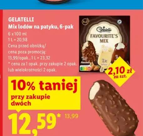 Mix lodów na patyku Gelatelli 6-pak