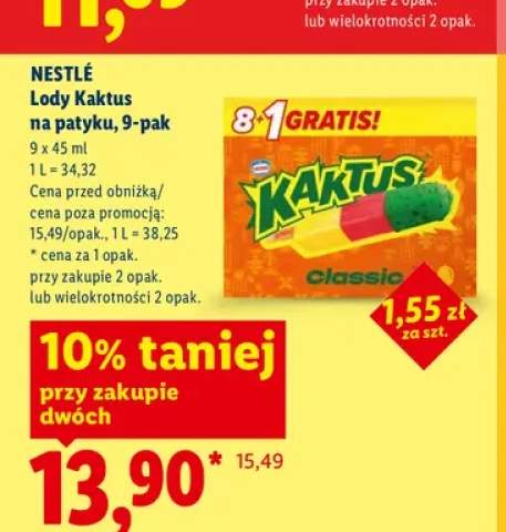 Lody Kaktus na patyku Nestlé 9-pak