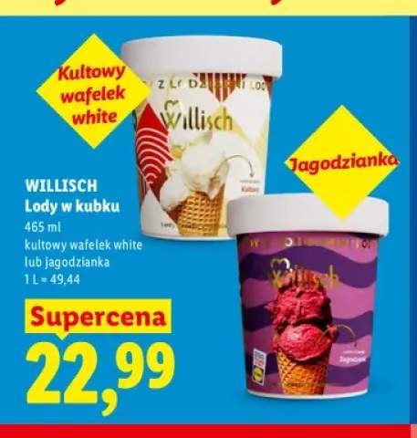Lody w kubku Willisch kultowy wafelek white +1 wariant