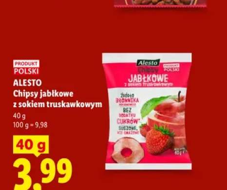 Chipsy jabłkowe z sokiem truskawkowym Alesto