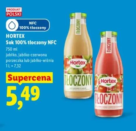 Sok 100% tłoczony NFC Hortex jabłkowy +2 warianty