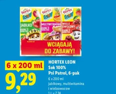Sok 100% Hortex Leon Psi Patrol 6-pak jabłkowy +2 warianty