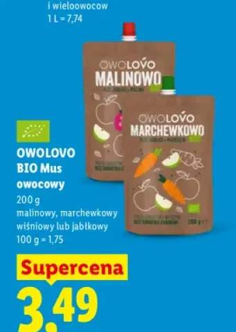 Mus owocowy Owolovo BIO malinowy +3 warianty
