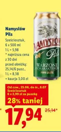Piwo Namysłów Pils 6-pak