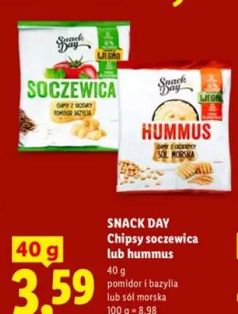 Chipsy z soczewicy pomidor i bazylia Snack Day +1 wariant