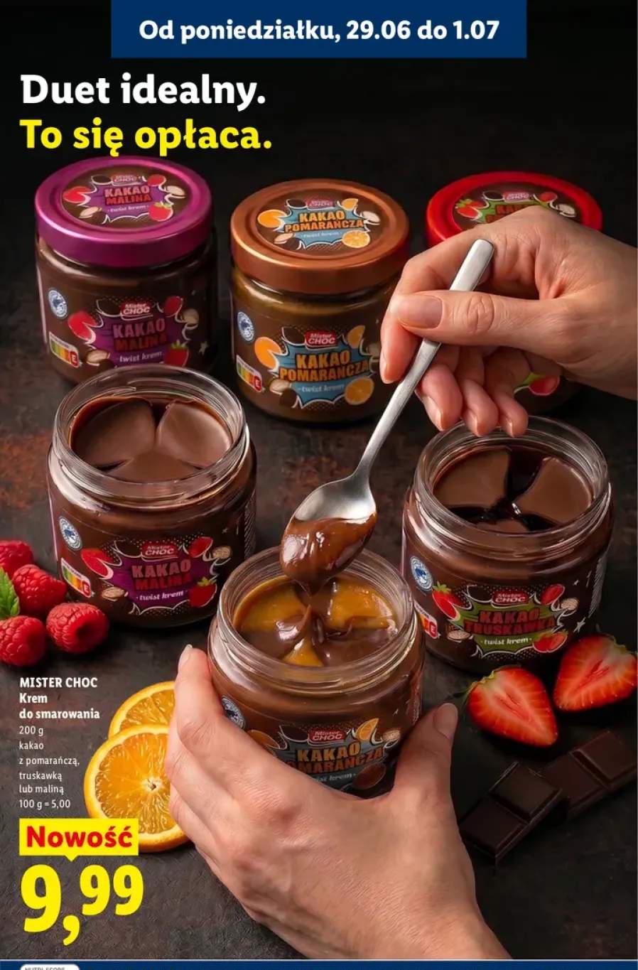 Krem do smarowania Mister Choc kakao z maliną +2 warianty