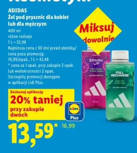 Żel pod prysznic dla kobiet Adidas Spark Up +1 wariant