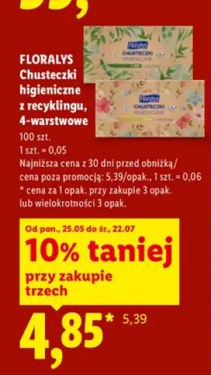 Chusteczki higieniczne z recyklingu 4-warstwowe Floralys