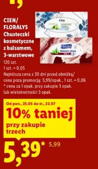 Chusteczki kosmetyczne z balsamem 3-warstwowe Cien +1 wariant