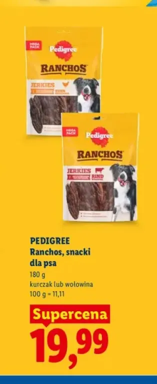 Snacki dla psa Pedigree Ranchos Jerkies z kurczakiem +1 wariant