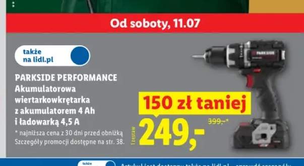 Akumulatorowa wiertarkowkrętarka Parkside Performance