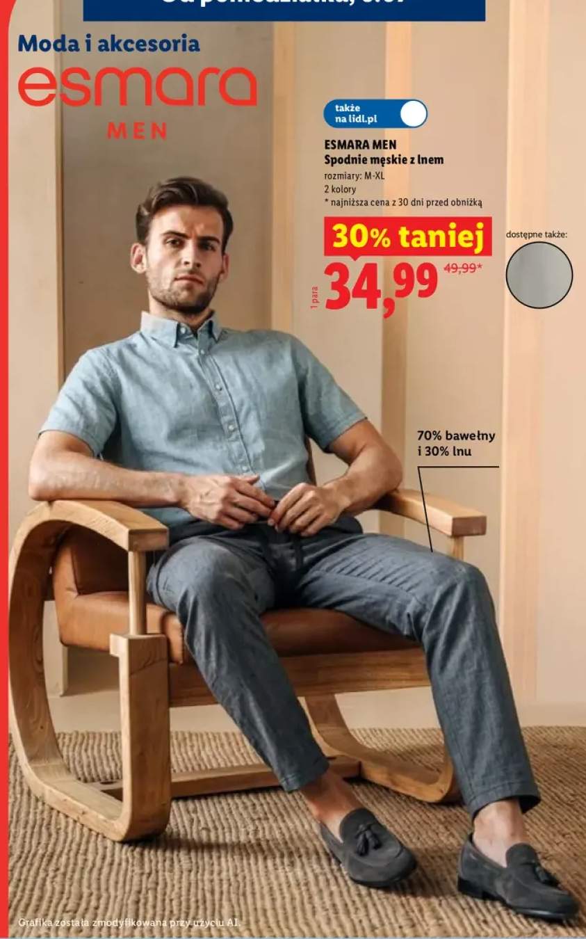 Spodnie męskie z lnem Esmara Men