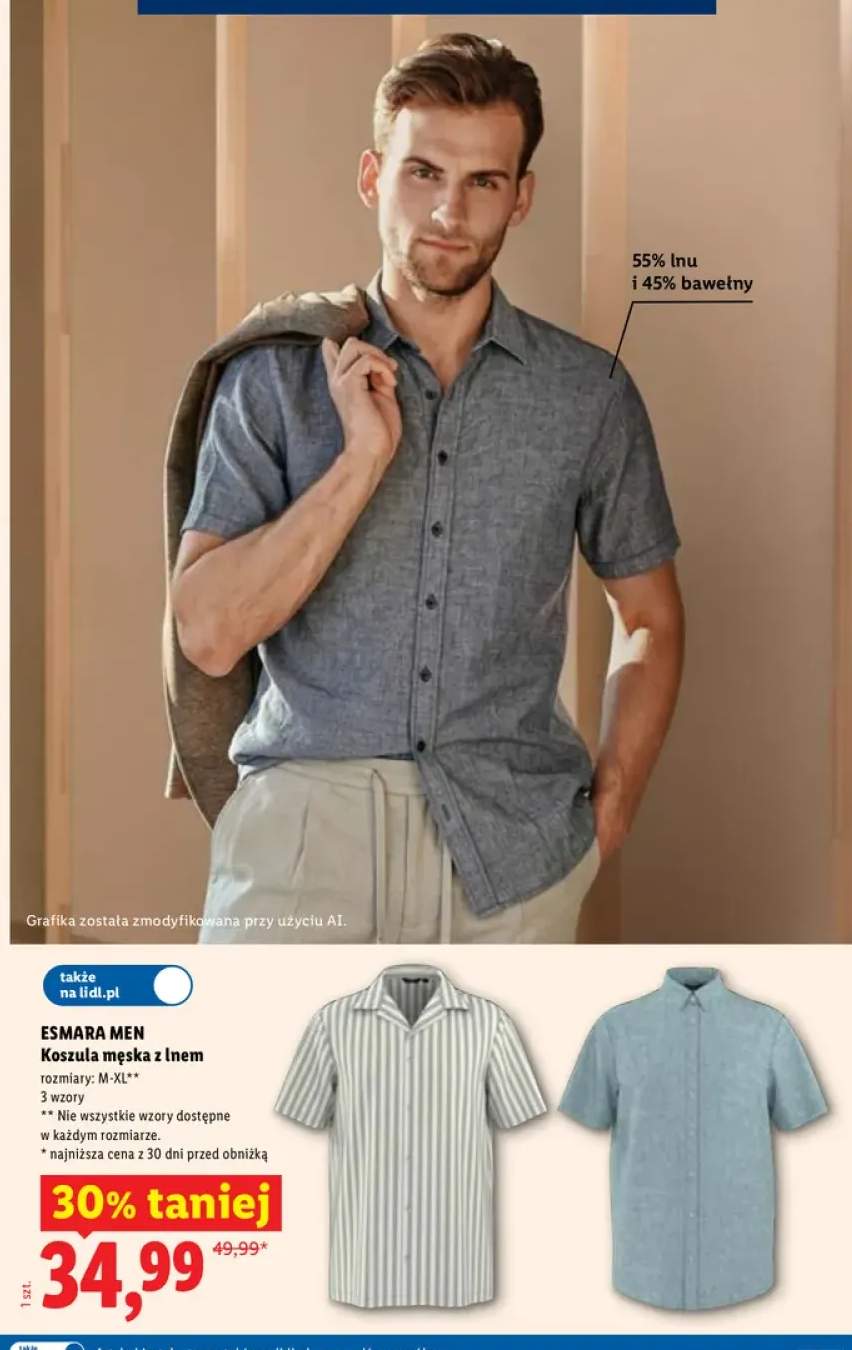 Koszula męska z lnem Esmara Men