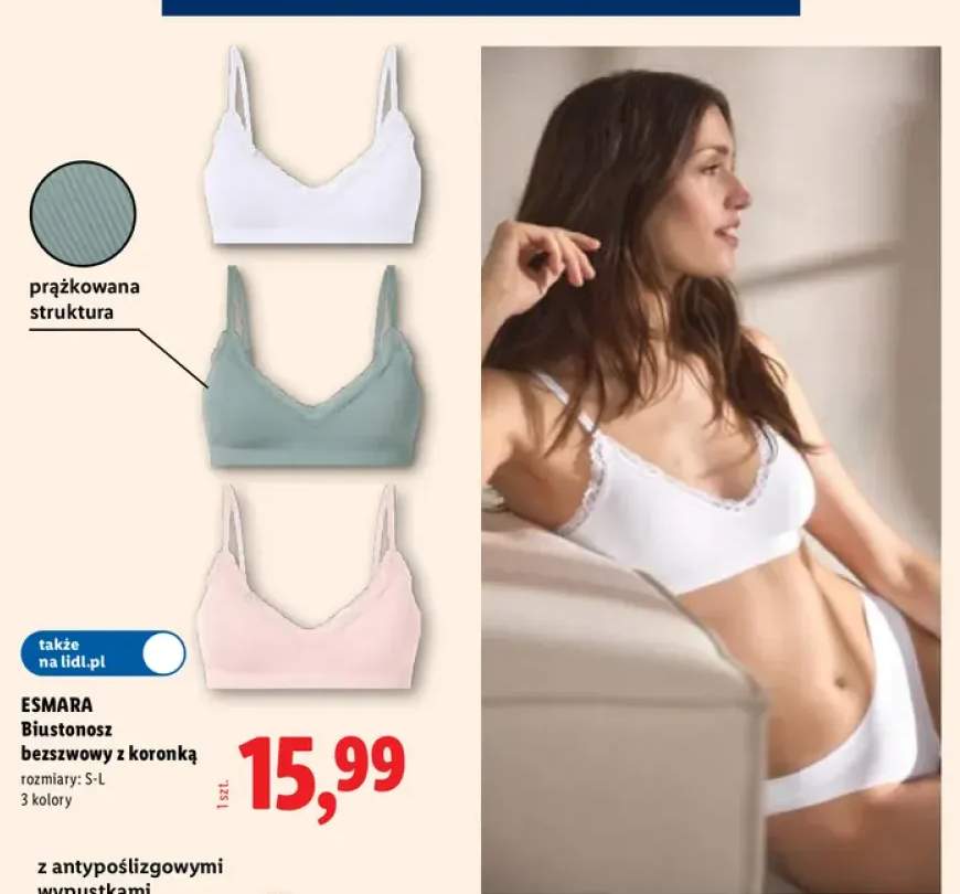 Biustonosz bezszwowy z koronką Esmara