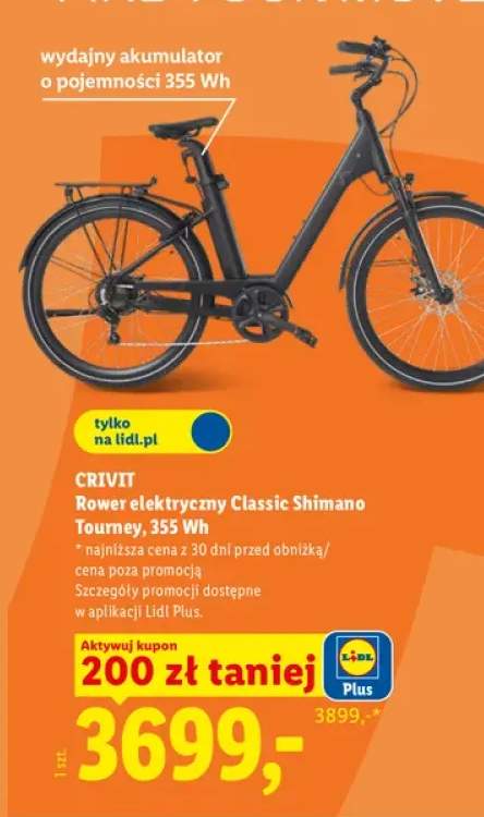 Rower elektryczny Classic Shimano Tourney CRIVIT