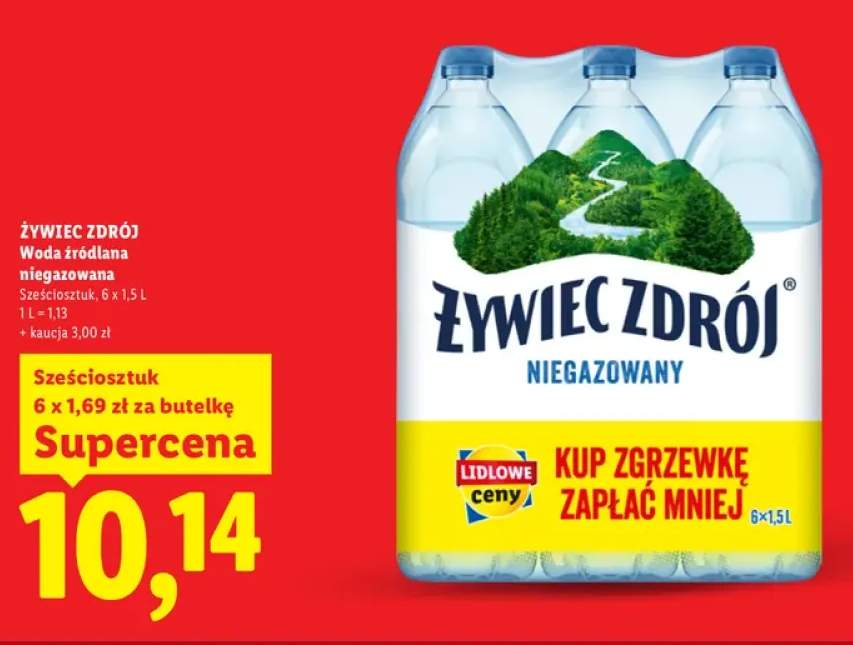 Woda źródlana niegazowana Żywiec Zdrój 6-pak 1,5 l