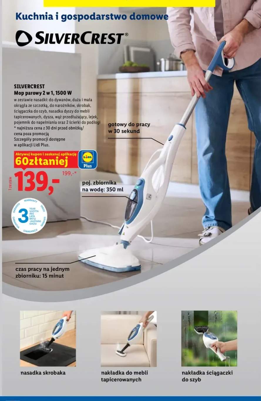 Mop parowy 2 w 1 Silvercrest