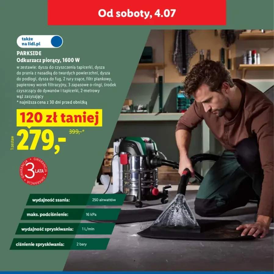 Odkurzacz piorący Parkside 1600W