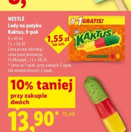 Lody na patyku Kaktus Nestlé 9-pak