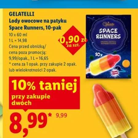 Lody owocowe na patyku Space Runners Gelatelli 10-pak