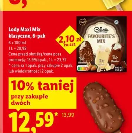 Lody Maxi Mix klasyczne Gelatelli 6-pak