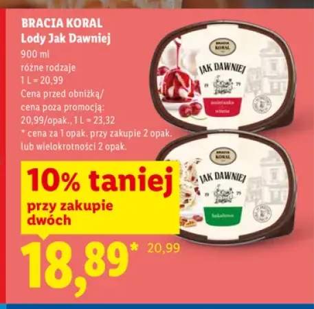 Lody Jak Dawniej Bracia Koral śmietanka z wiśnią +1 wariant