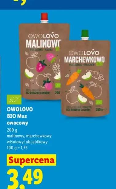 Mus owocowy Owolovo BIO malinowy +3 warianty