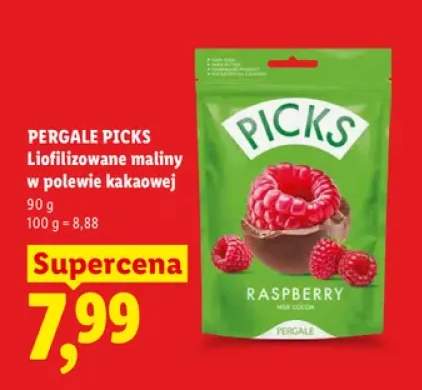 Liofilizowane maliny w polewie kakaowej Pergale Picks