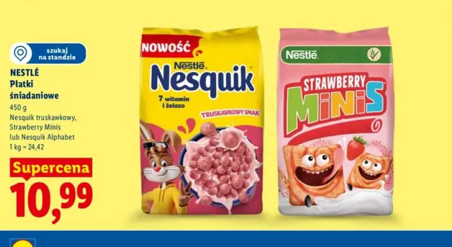 Płatki śniadaniowe Nesquik truskawkowy Nestlé +2 warianty