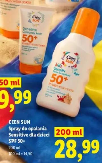 Spray do opalania Sensitive dla dzieci Cien Sun SPF 50+