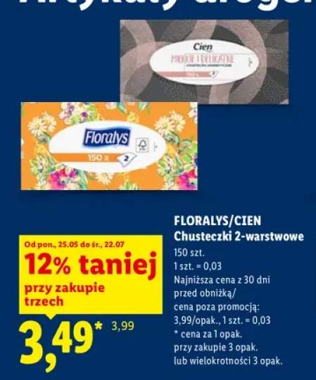 Chusteczki kosmetyczne 2-warstwowe Cien Miękkie i Delikatne +1 wariant