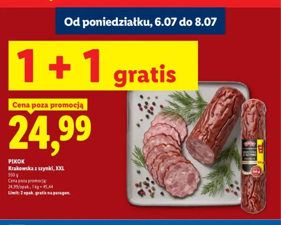 Kiełbasa krakowska z szynki Pikok XXL