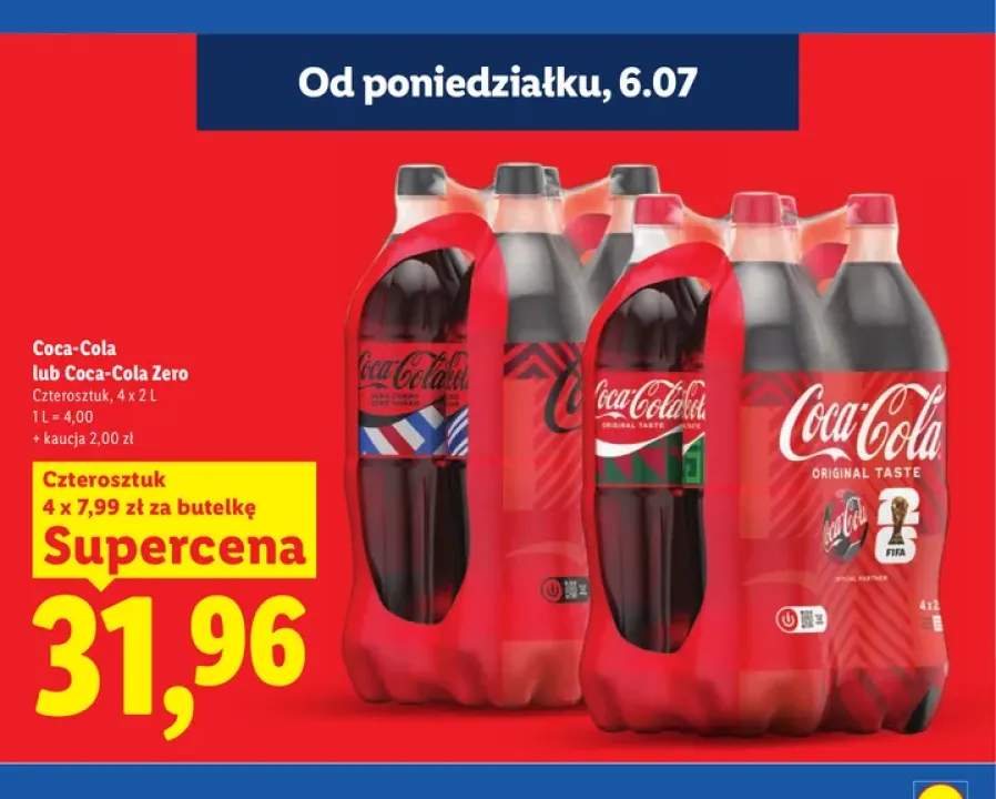 Napój gazowany Coca-Cola 4-pak 2 l +1 wariant