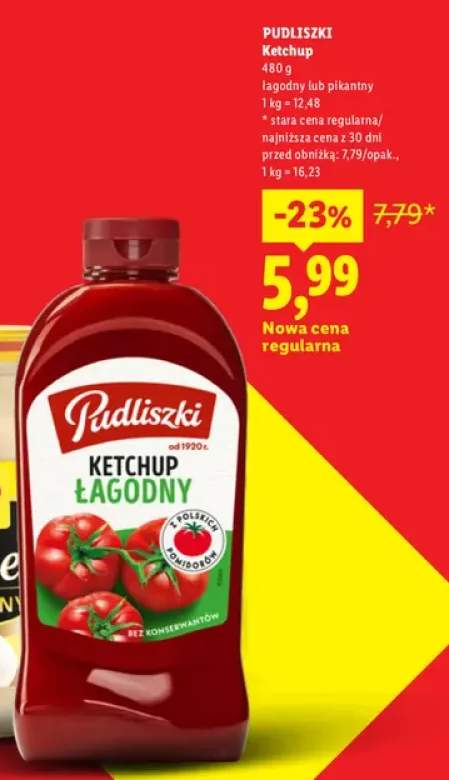 Ketchup łagodny Pudliszki +1 wariant