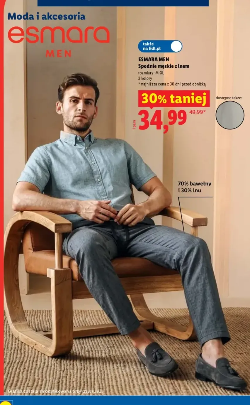 Spodnie męskie z lnem Esmara Men