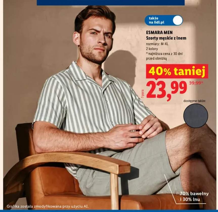 Szorty męskie z lnem Esmara Men