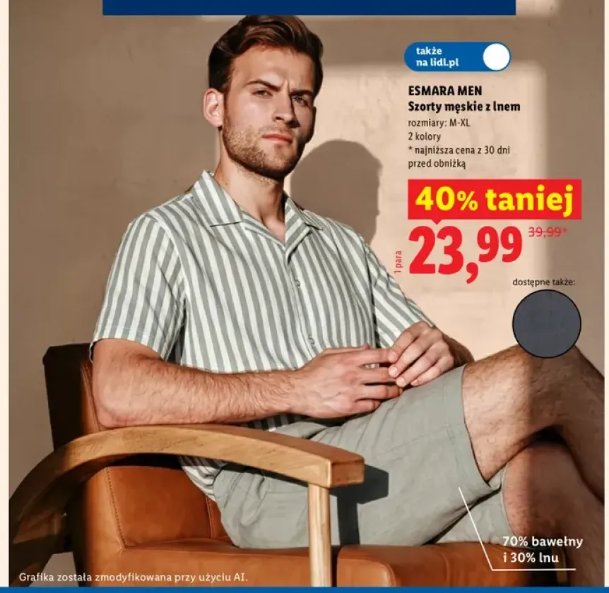 Szorty męskie z lnem Esmara Men
