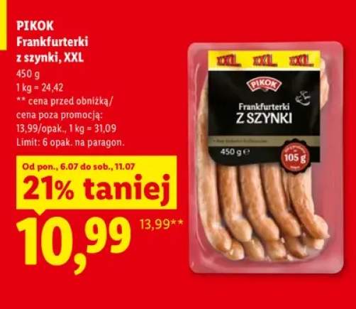 Frankfurterki z szynki Pikok XXL