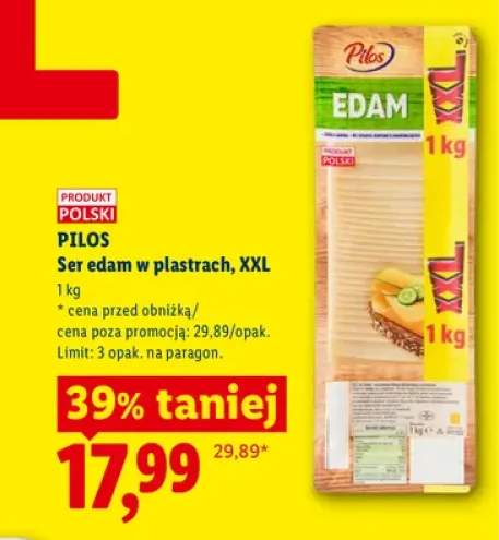Ser edam w plastrach XXL Pilos